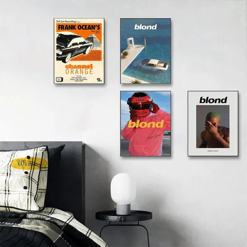 Vista 3 de ZONTO Frank Ocean - Pósteres de portada de álbum de rapero firmado con música limitada, juego de 4 pósteres estéticos para sala de estar