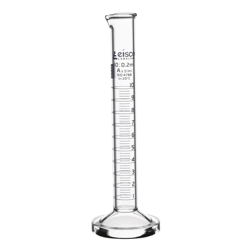 Vista 14 de Cilindro graduado, 5 ml - Tolerancia de clase A ±0,05 ml - Base redonda - Graduaciones azules - Vidrio de borosilicato 3.3 - Eisco Labs