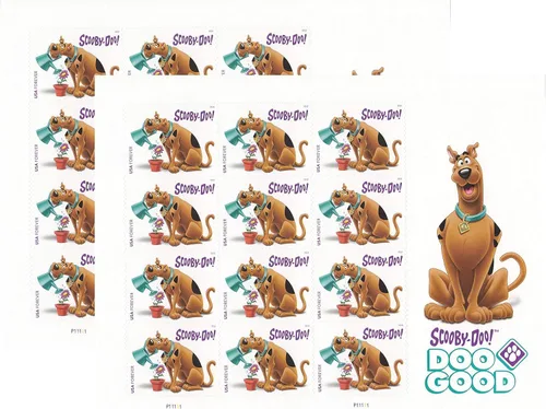 Vista 3 de USPS Scooby-Doo! Panel de 12 sellos de primera clase para siempre Scott 5299