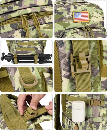 Vista 5 de EZshoot Mochila táctica de 40 L, mochila militar para hombres y mujeres, mochila militar Molle del ejército, mochila de asalto, bolsa de día grande