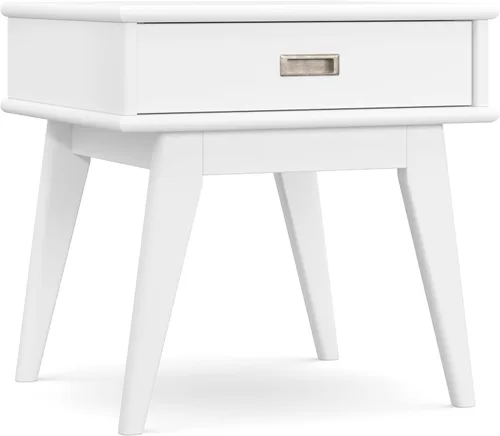 Vista 12 de SIMPLIHOME Draper - Mesa auxiliar rectangular de madera maciza de 22 pulgadas de ancho con cajón de almacenamiento en marrón caoba medio, mesita