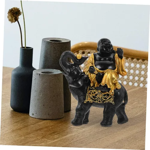 Vista 7 de ARTIBETTER Maitreya - Adornos de Buda para mesa, estatua de animal Feng Shui, estatua de elefante Fengshui, estatua de animales decorativos, estatua