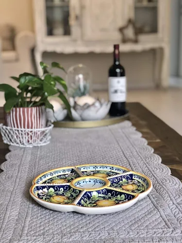 Vista 2 de CERAMICHE D'ARTE PARRINI - Bandeja de cerámica italiana para servir aperitivos, limones decorativos de cerámica, pintados a mano, fabricado