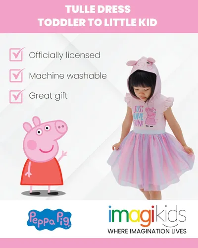 Vista 3 de Peppa Pig Vestido de tul de malla para niñas pequeñas a niños pequeños