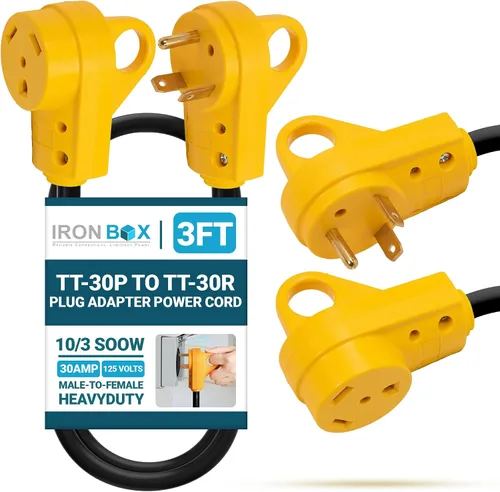 Vista 28 de IronBox Electric TT-30P a TT-30R - Adaptador y extensión - 30A, 125V, 10/3 SOOW - Cable adaptador de conector de enchufe resistente, cable
