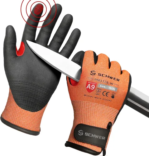 Vista 29 de Guantes de trabajo de invierno Schwer FreezeGuard-X para hombres y mujeres, guantes resistentes a cortes ANSI A9 para protección extrema, guante