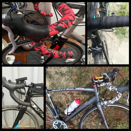 Vista 2 de Cinta de manillar de bicicleta EVA Foam Road Bicycle Handlebar Tape Ciclismo Handle Wraps Negro para bicicleta de carretera 2 rollos