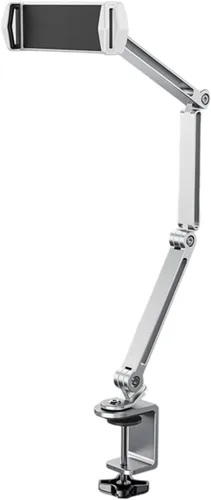 Vista 5 de Soporte de tableta plegable Soporte de tableta Soporte flexible ajustable para tabletas con rotación de 360 grados para teléfono móvil Plata