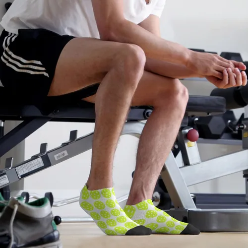 Vista 5 de devor Calcetines tobilleros de algodón para hombre, calcetines atléticos, lindos calcetines de pelleball, Blanco