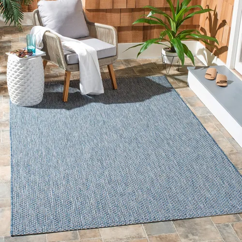 Vista 47 de SAFAVIEH Alfombra Lavable para Exteriores Colección Courtyard - 2'3" x 5', Azul Aqua y Gris, No Desprende Pelusa y Fácil Limpieza, Ideal para Patio