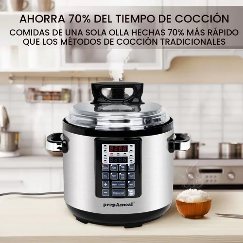 Vista 2 de Olla a presión eléctrica 9 en 1 de 6 cuartos de galón, olla antiadherente programable multifuncional, olla de cocción lenta, arroz, vaporera