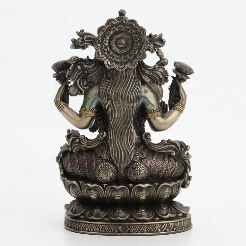 Vista 8 de Veronese Design 9 1/2 pulgadas de alto Lakshmi Diosa hindú sentada en loto fundido en frío estatua de resina bronceada estatua religiosa