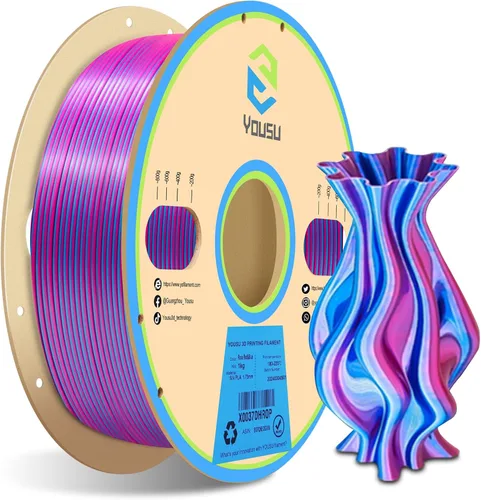Vista 9 de Yousu Seda de Doble Color Filamento PLA para 3D Impresora Filamento Coextrusión PLA Multicolor Filamento PLA 1.75mm (± 0.03 mm) Compatible