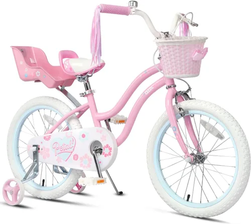 Vista 12 de Glerc Petal Girls Bike 12-18 Inch for Ages 2-9, Kids Bike with Training Wheels, Basket & Streamers, Princess Style Kids Bicycle, for Girls