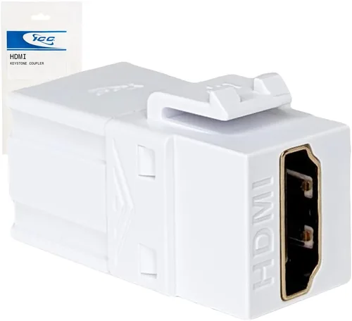 Vista 14 de ICC Conector Keystone HDMI de 90 grados, acoplador HDMI hembra a hembra, inserto de ángulo recto para placa de pared, estilo HD, blanco, individual
