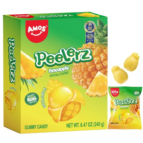 Vista 14 de AMOS Peelerz - Caramelo de goma pelable, mango/lichi/maracuyá/melocotón Paquete de 4 variedades, 3 oz cada uno, total 11.99 oz