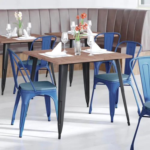 Vista 14 de BizChair Silla apilable comercial para interiores y exteriores con asiento de poliestireno, marco de metal dorado envejecido, asiento de poliresina