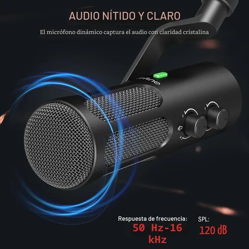 Vista 4 de FIFINE XLR/USB Micrófono dinámico para podcast de transmisión, micrófono XLR de estudio, micrófono para PC todo en metal con botón de silencio