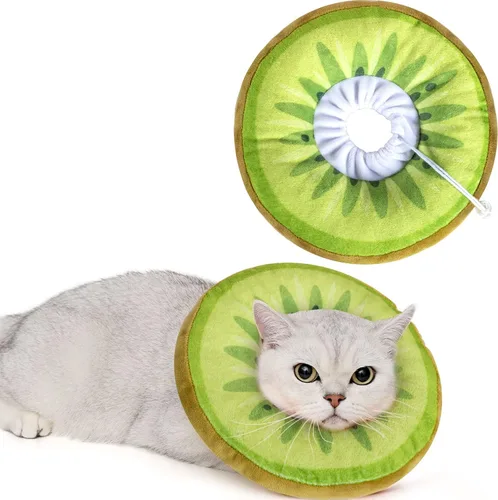 Vista 9 de ANWA Collar de cono ajustable para gato, suave, lindo collar de dona para gato después de la cirugía, conos de recuperación de gatitos para dejar