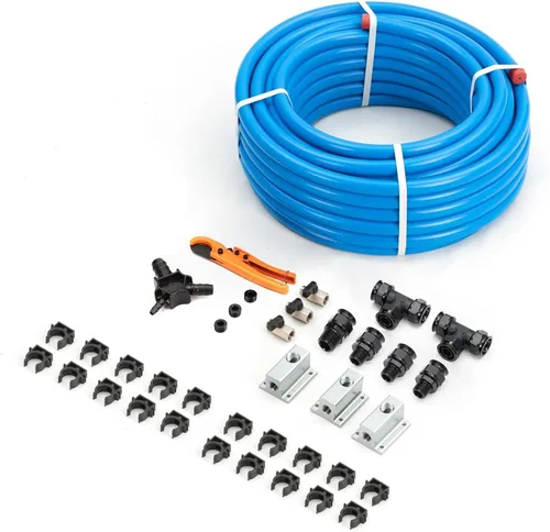 Vista 8 de Kit de Accesorios para Compresor de Aire 1/2" x 100 pies Sistema de Tuberías de Aire Comprimido de Aluminio HDPE Manguera Negra de Compresor de Aire