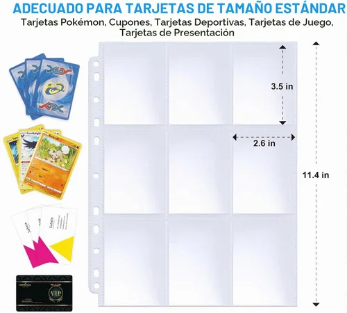 Vista 4 de ABLY 540 bolsillos de doble cara para tarjetas intercambiables, 9 bolsillos, protectores de tarjetas de juego de plástico transparente