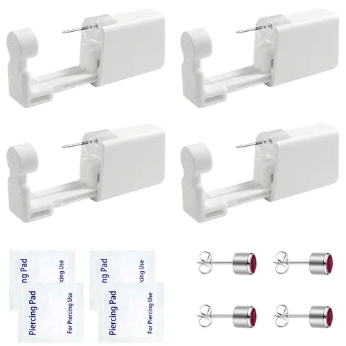 Vista 10 de Kit de piercing de oreja desechable con aretes de circonita de varios tamaños, kit fácil de perforar la oreja para su propio uso en casa