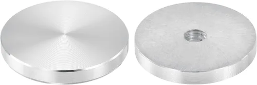 Vista 12 de uxcell M6 Rosca 0.787 in de diámetro de forma redonda de aluminio disco hardware 1pcs, aluminio círculo disco vidrio adaptador superior para mesa