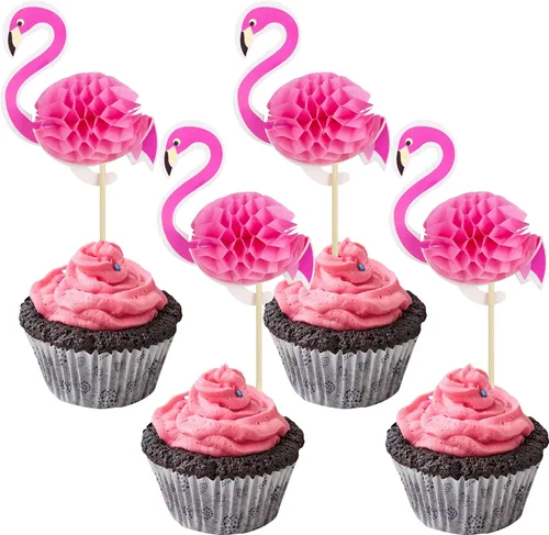 Vista 16 de 36 piezas de adornos para cupcakes de piña verde con purpurina verde para Luau despedida de soltera, fiesta de verano tropical, decoración