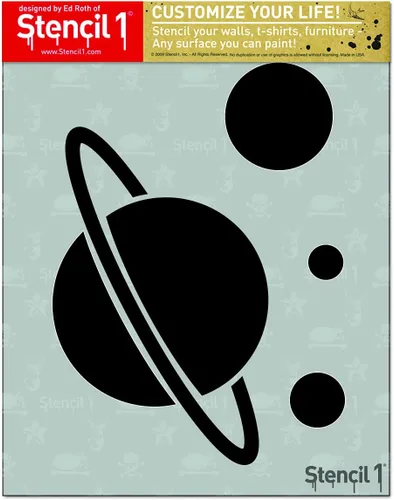 Vista 2 de Stencil1 Plantilla Saturno y Planeta, plantillas espaciales de 8.5 x 11 pulgadas para pintar, arte de pared, bricolaje en casa y para decoración