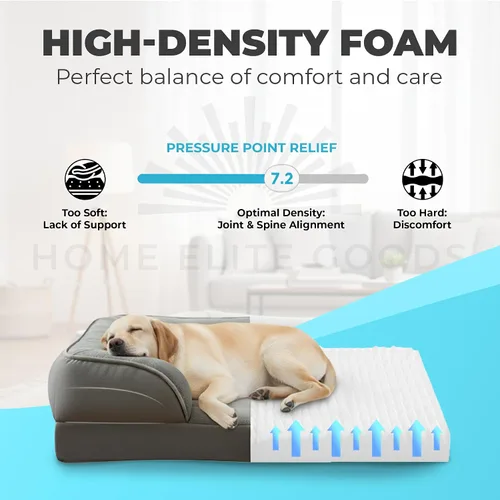 Vista 5 de Cama ortopédica para perros, sofá para mascotas de espuma viscoelástica con refuerzos, forro impermeable, funda lavable fácil de limpiar y parte