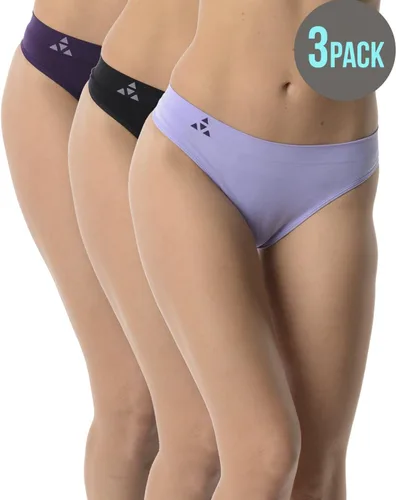 Vista 3 de Balanced Tech Ropa interior que absorbe la humedad para mujer, tangas de entrenamiento sin costuras, de secado rápido, tangas de viaje
