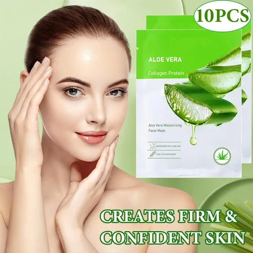 Vista 7 de Mascarilla calmante de aloe vera hidratante, hidratante de larga duración, máscara facial para todo tipo de piel, máscaras faciales de aloe suave