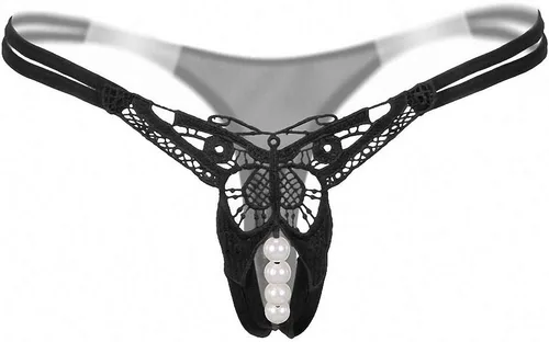 Vista 2 de Tanga sin costuras de tanga de encaje de mujer de sexo de cadena de perlas