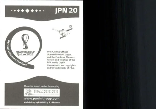 Vista 2 de Calcomanías de fútbol de la Copa Mundial Panini de Qatar #JPN20 Yuya Osako Japón Group E con licencia oficial de una sola tarjeta