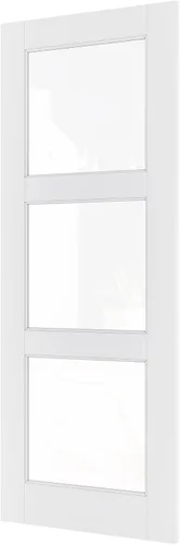 Vista 2 de WINSTELLAR - Losa de puerta de vidrio transparente preconstruida de 18 x 80 pulgadas, 3-Lite, puertas interiores pintables para el hogar