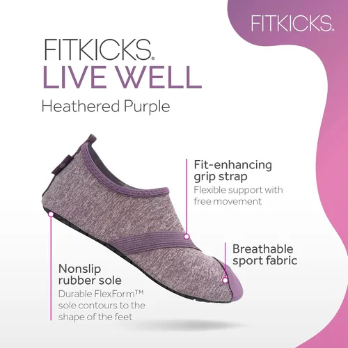 Vista 2 de FITKICKS Live Well Collection Active Foldable Lifestyle Footwear Supportive Barefoot Grip Strap Toe Guard Flexible Range of Motion