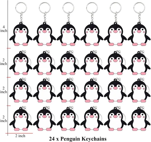 Vista 2 de Paquete de 24 llaveros de pingüino, recuerdo de fiesta para amantes de los pingüinos, regalo de regreso de invitados, fiesta temática de animales