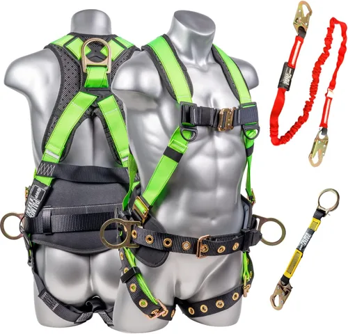 Vista 11 de Palmer Safety Arnés de seguridad de protección contra caídas Hammerhead Series Kit de seguridad I Arnés Premium + Cordón + Kit de extensor de anillo