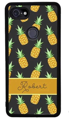 Vista 4 de Funda de goma negra personalizada con fruta de piña compatible con Google Pixel 10, 10 Pro, 10 Pro XL, 9a, 9 Pro, Pixel 9, Pixel 9 Pro XL, 8a, 8