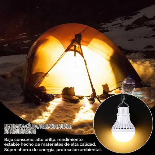 Vista 6 de Tuanse 3 bombillas LED USB, luces de campamento portátiles de 5 W con cable divisor USB de 1 a 3, cable de 8.2 pies de longitud extra para tienda