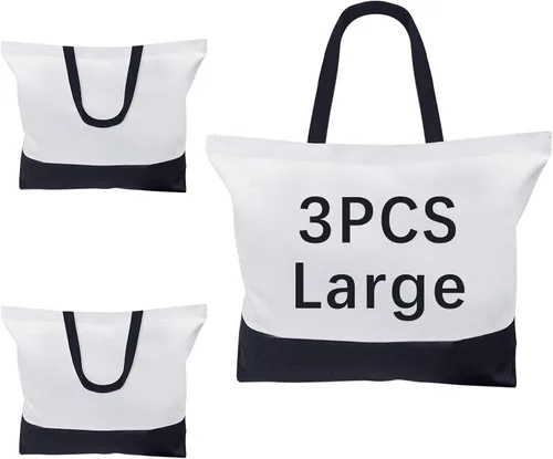 Vista 7 de OKBA Sublimation Tote Bags,polyester tote bags for sublimation, blank canvas tote bags for DIY Crafting and Decorating