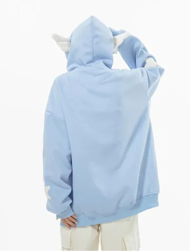 Vista 7 de grhaat Kawaii Angel Wings Star Sudadera con capucha Y2k Anime japonés cremallera Harajuku Casual Sudadera Cutecore Diseñador Streetwear