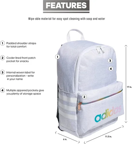 Vista 2 de adidas Classic 3S Backpack, Jersey WhiteRose Gold Rainbow, One