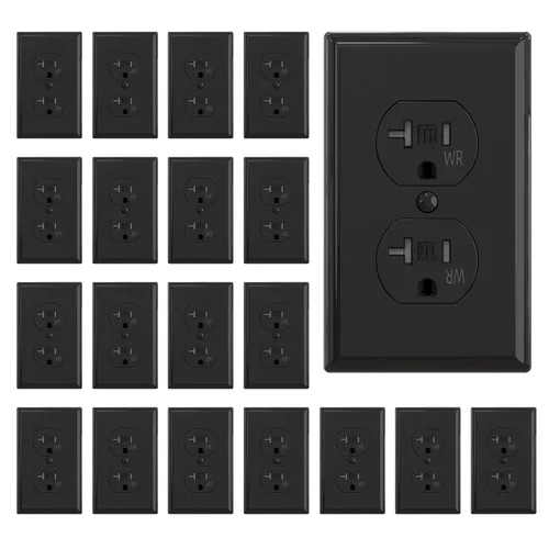 Vista 13 de ELEGRP Receptáculo dúplex con placa de pared, toma de pared eléctrica estándar de 20 A 125 V, resistente a manipulaciones TR y resistente a