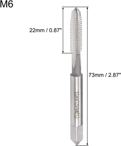 Vista 2 de uxcell Macho métrico para máquina izquierda M6 rosca 1 paso H2 precisión 3 flautas acero de alta velocidad 2 unids