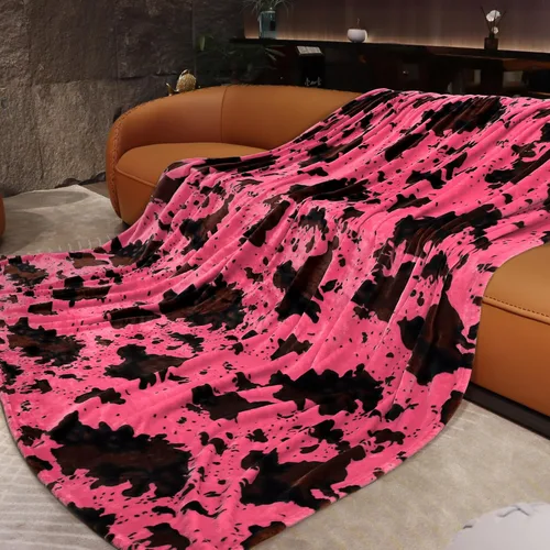 Vista 51 de Manta de vaca para niños de 40 x 50 pulgadas, ropa de cama de forro polar ultrasuave para niños y niñas, manta ligera para cochecito de bebé, bonita
