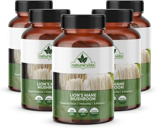 Vista 6 de Extracto de hongo melena de león - 120 cápsulas vegetarianas - 4,200 mg - Suplemento sin OMG