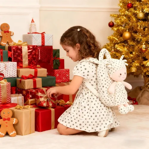 Vista 49 de Onetoo Mochila para niños pequeños, regalos de regreso a clases, mochilas para niñas y niños con muñecas de bebé ligeras y suaves en vestido