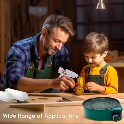 Vista 3 de Olla de pegamento caliente para manualidades con mini pistola de pegamento de 20 W y 40 varillas, macetas de pegamento para manualidades con diseño