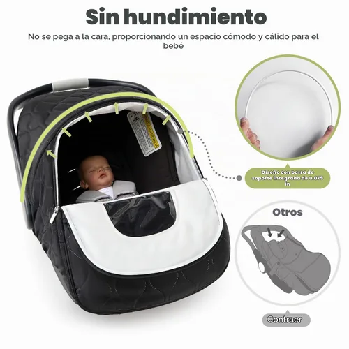 Vista 3 de Funda de asiento de automóvil para bebé, impermeable, resistente al viento, forro polar cálido transpirable con cremallera completa para asiento